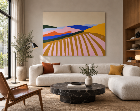 Abstract Landscape Painting – Pezinok | Original Acrylic Artwork Art Of Meka Studio