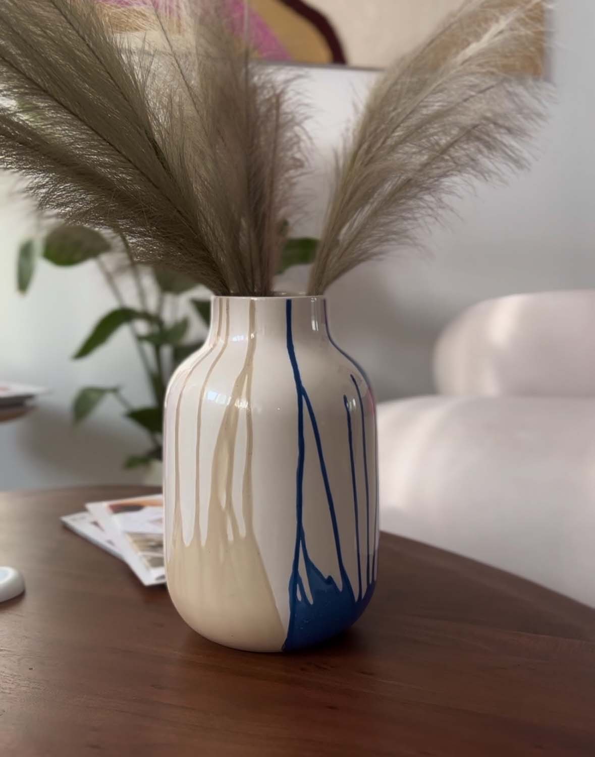 Nuno vase L - sand blue drip